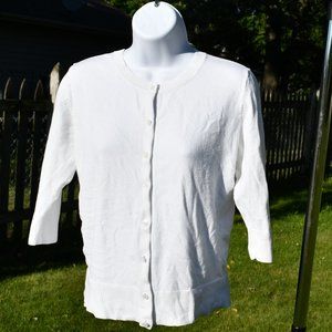Women's White Button-Down Sweater